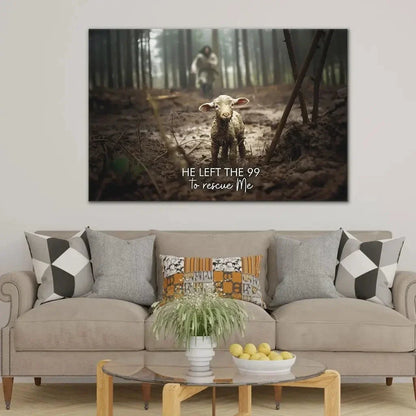 he left the 99 to rescue me jesus and lost sheep wall art canvas (view 5)
