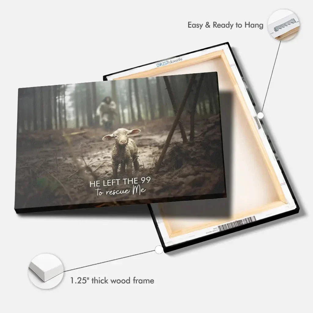he left the 99 to rescue me jesus and lost sheep wall art canvas (view 6)