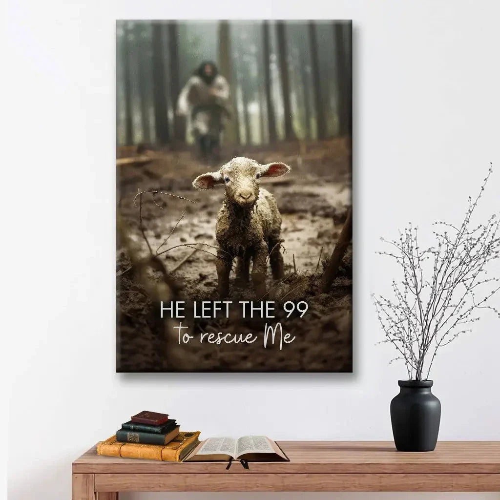 he left the 99 to rescue me jesus and lost sheep wall art canvas (view 7)