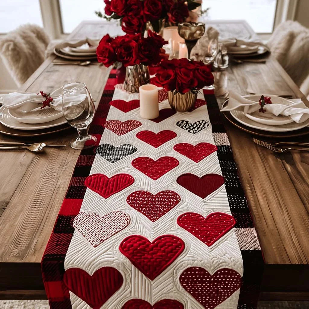 Heart Harmony Quilted Table Runner