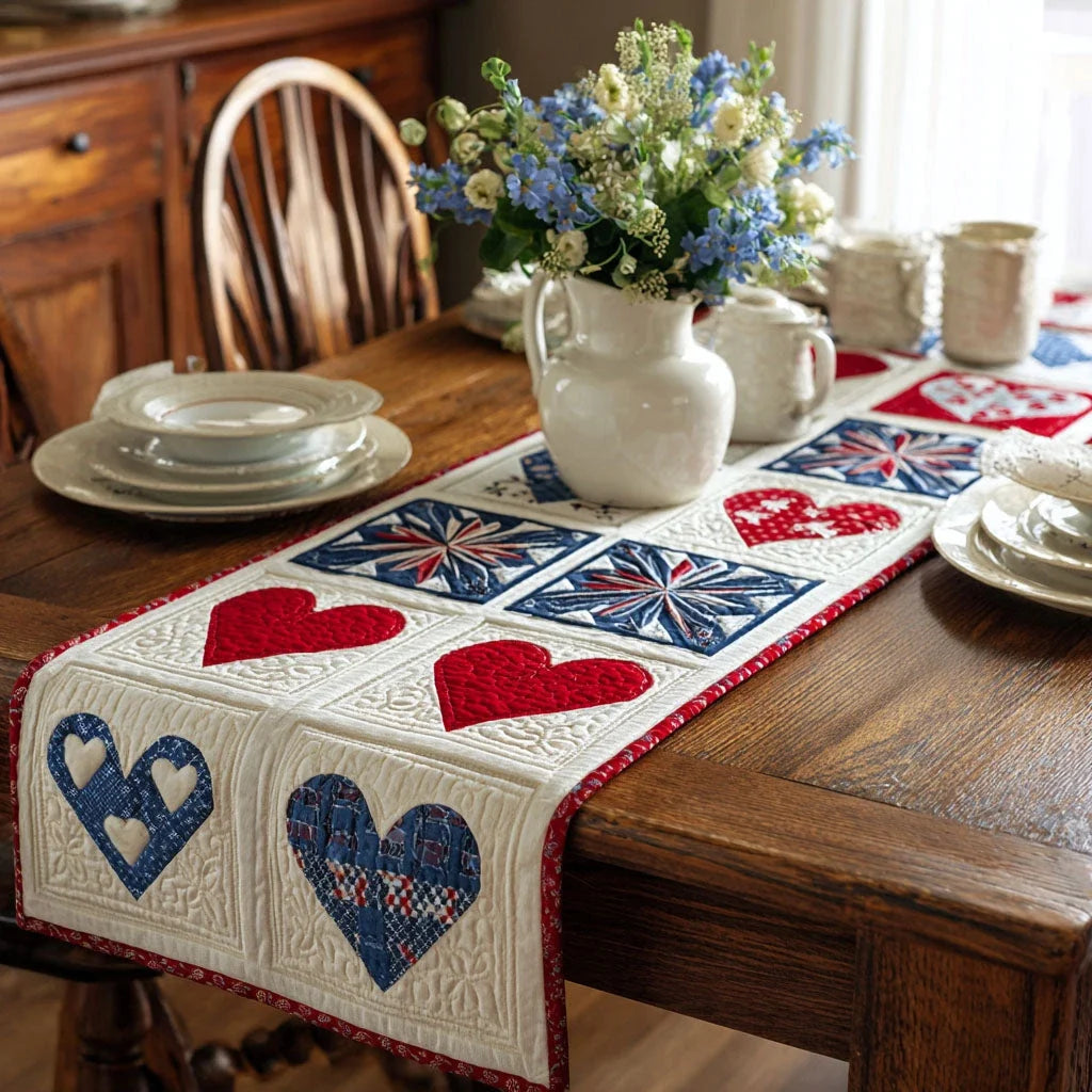 Heart of Liberty Quilted Table Runner