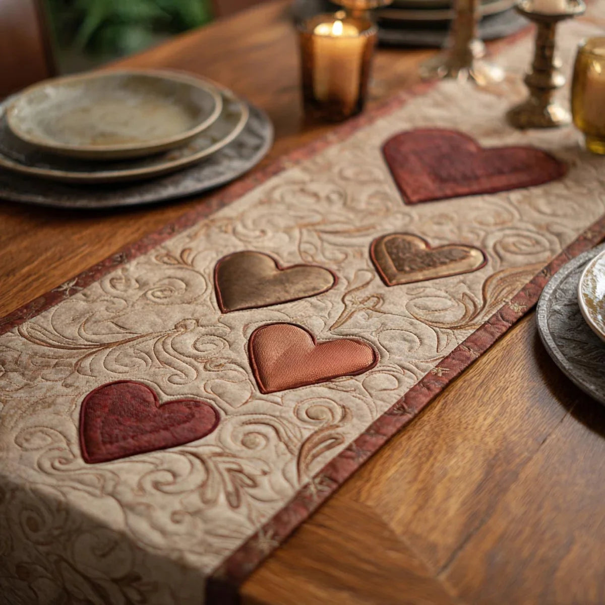 Heartfelt Love Quilted Table Runner