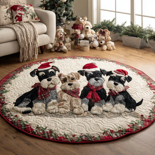 Heartful Schnauzer Quilted Round Mat
