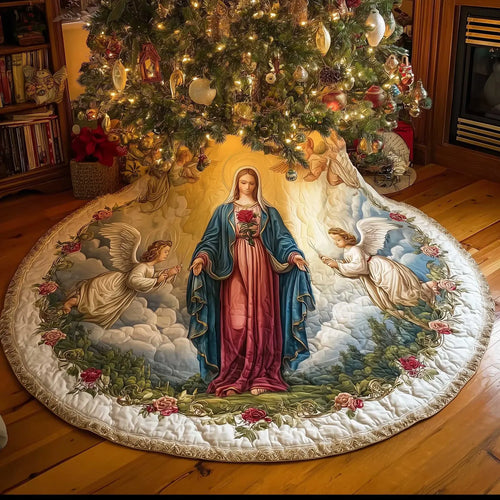 Heavenly Blessing Angel Christmas Quilted Tree Skirt