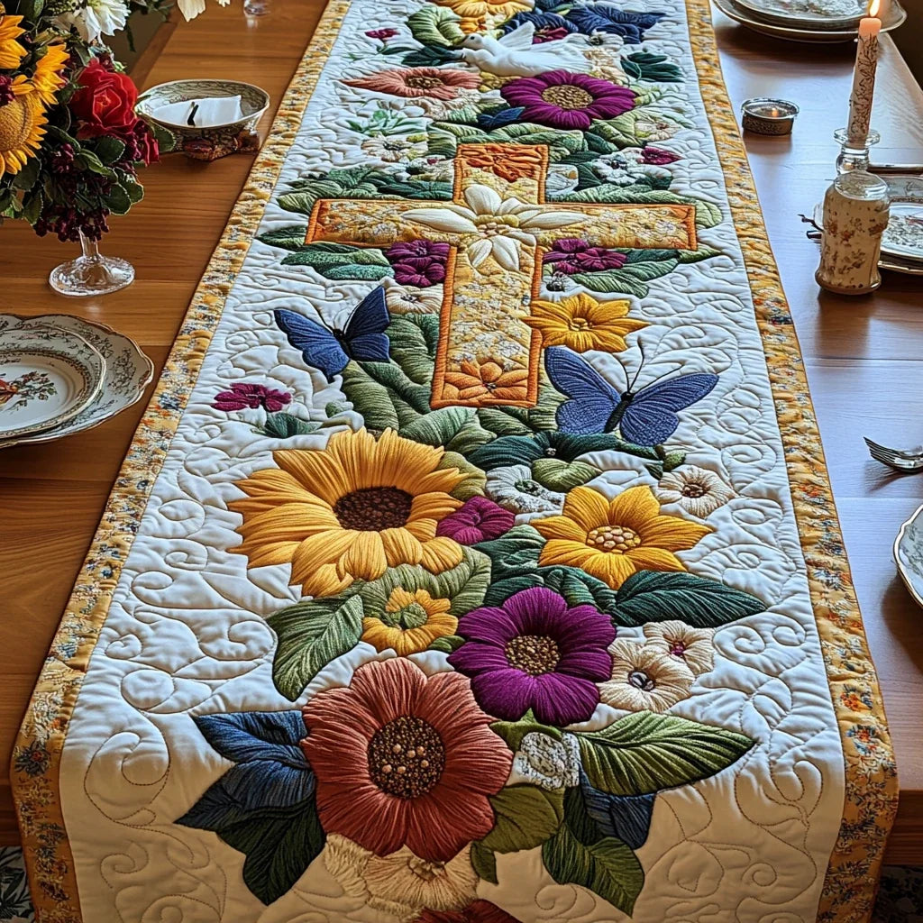 Heavenly Blooms Quilted Table Runner