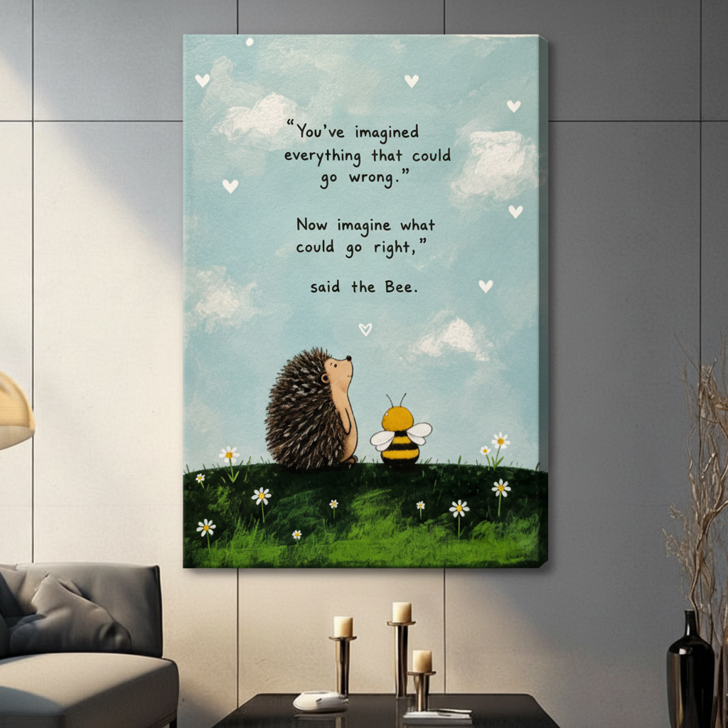 Hedgehog Bee Inspirational Quote Canvas Wall Art