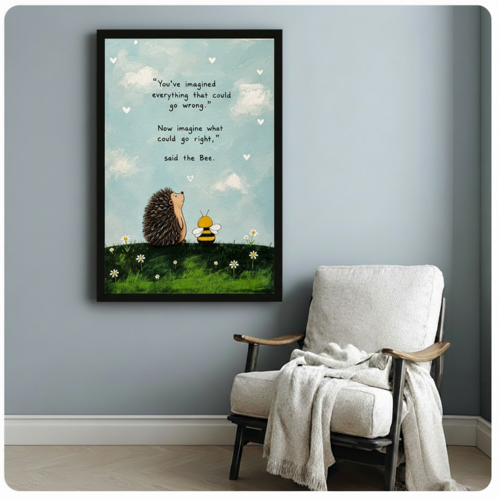 Hedgehog Bee Inspirational Quote Canvas Wall Art