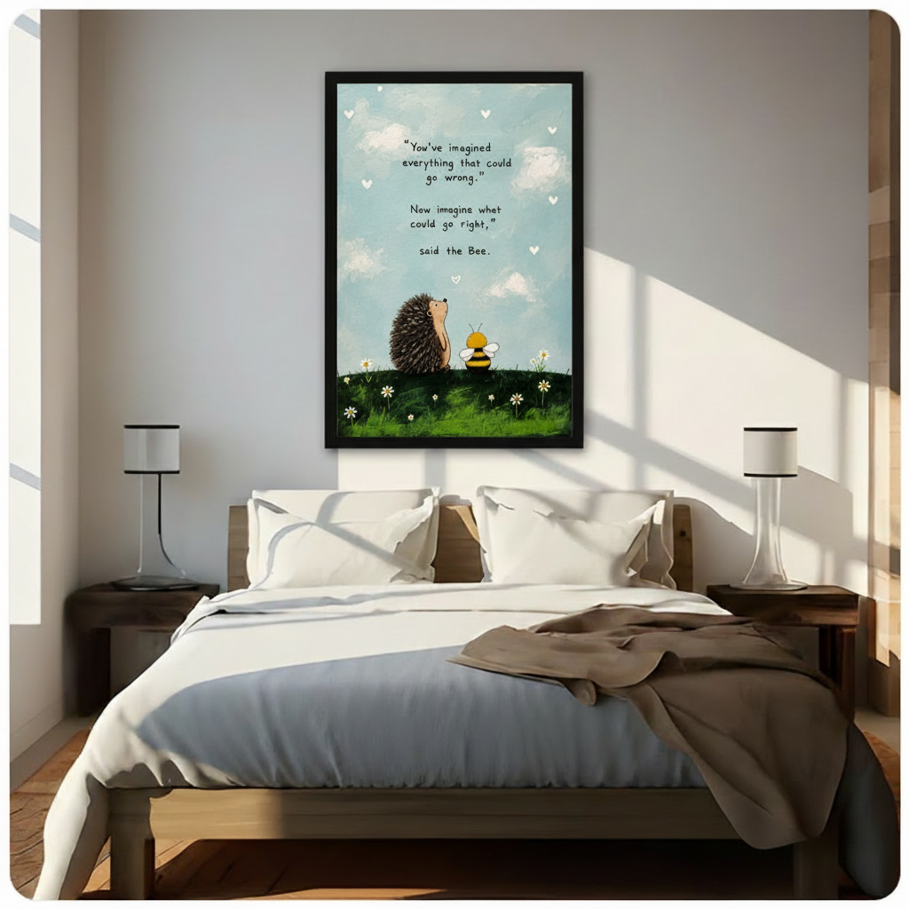 Hedgehog Bee Inspirational Quote Canvas Wall Art