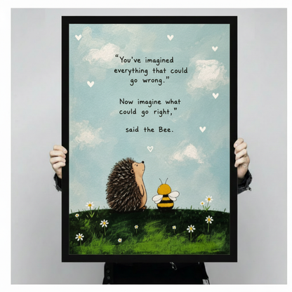 Hedgehog Bee Inspirational Quote Canvas Wall Art