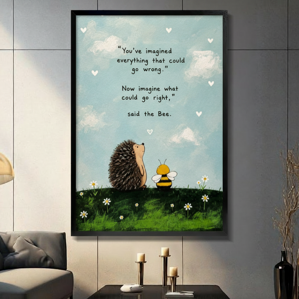 Hedgehog Bee Inspirational Quote Canvas Wall Art