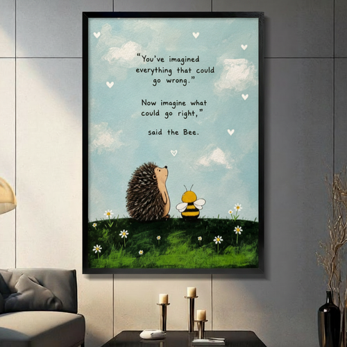 Hedgehog Bee Inspirational Quote Canvas Wall Art