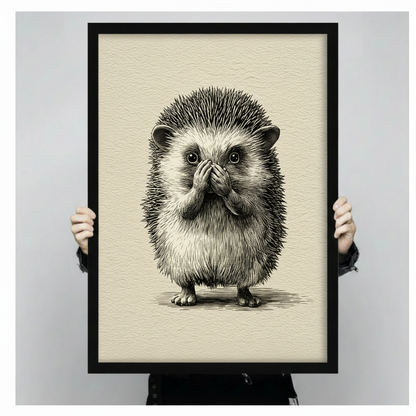 Surprised Hedgehog Sketch Illustration Canvas Art