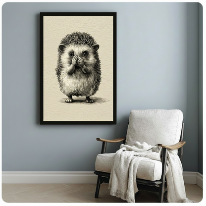 Surprised Hedgehog Sketch Illustration Canvas Art
