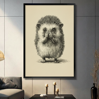 Surprised Hedgehog Sketch Illustration Canvas Art