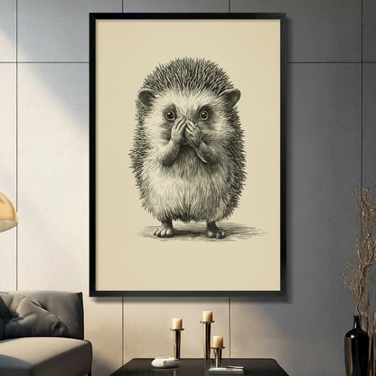 Surprised Hedgehog Sketch Illustration Canvas Art