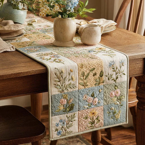 Heirloom Garden Tiles Quilted Table Runner
