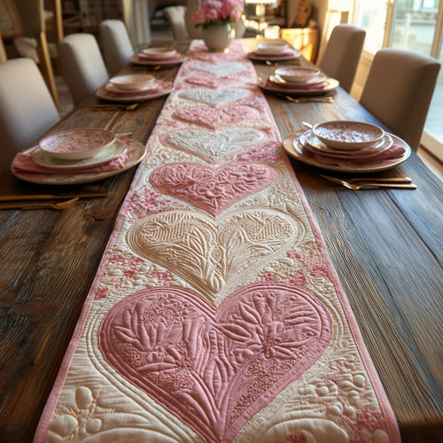 Heirloom Heart Accent Quilted Table Runner