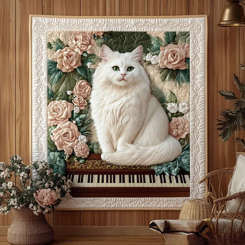 Heirloom Piano Cat Quilt Blanket