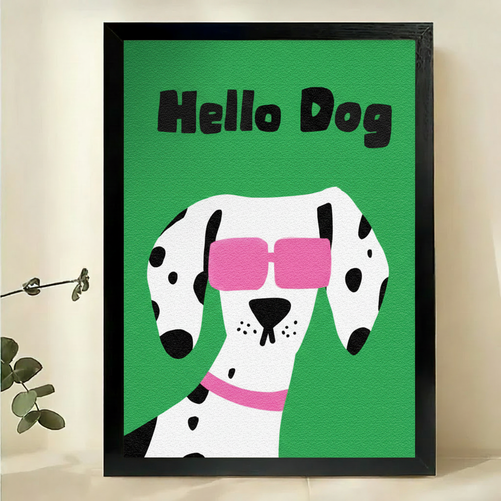Hello Dog Dalmatian Pop Art Canvas Wall Print