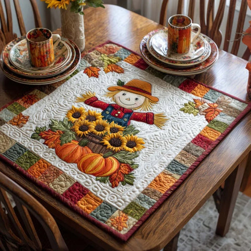 Hello Scarecrow Fall Quilted Table Topper