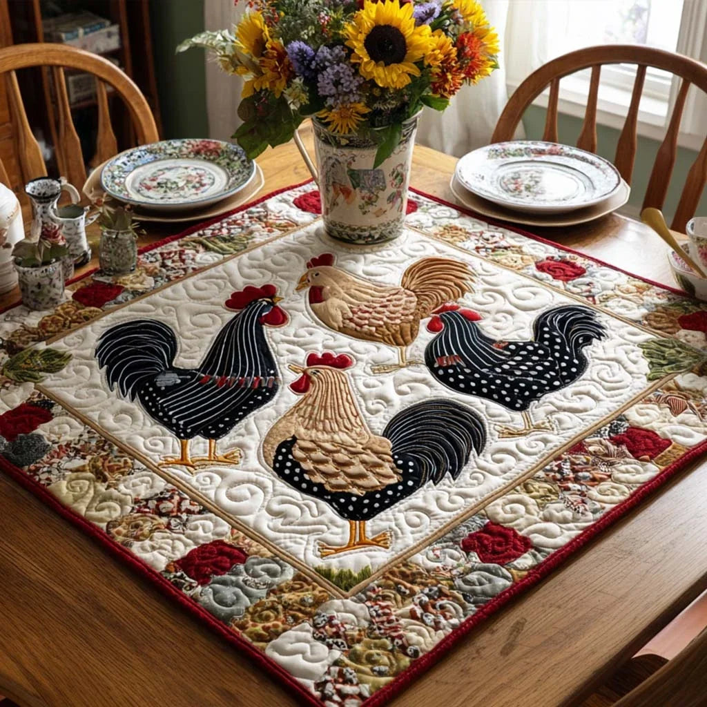 Hen Haven Quilted Table Topper