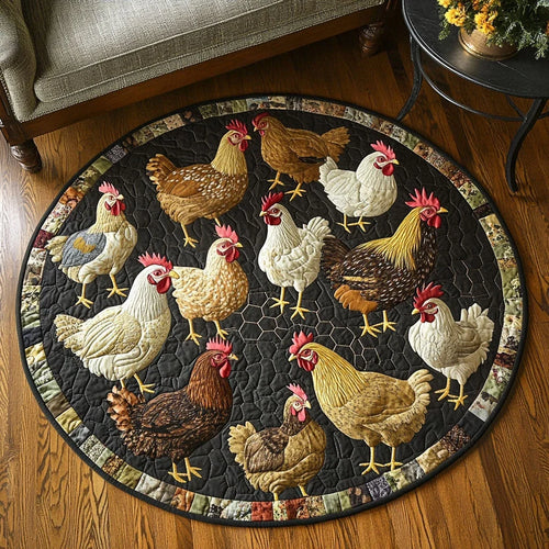 Hen House Charm Quilted Round Mat
