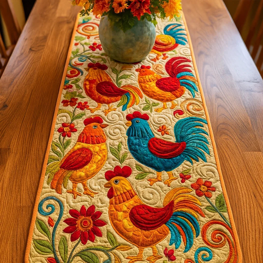 Hen Whisper Quilted Table Runner