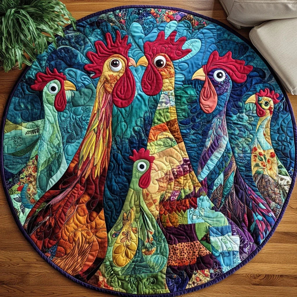 Henhouse Harmony Quilted Round Mat
