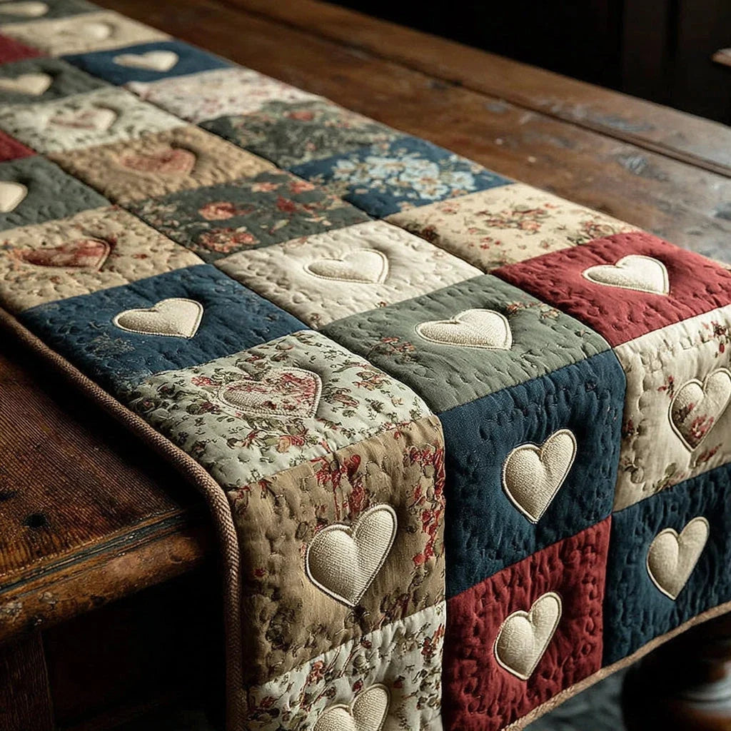 Heritage Hearts Quilted Table Runner