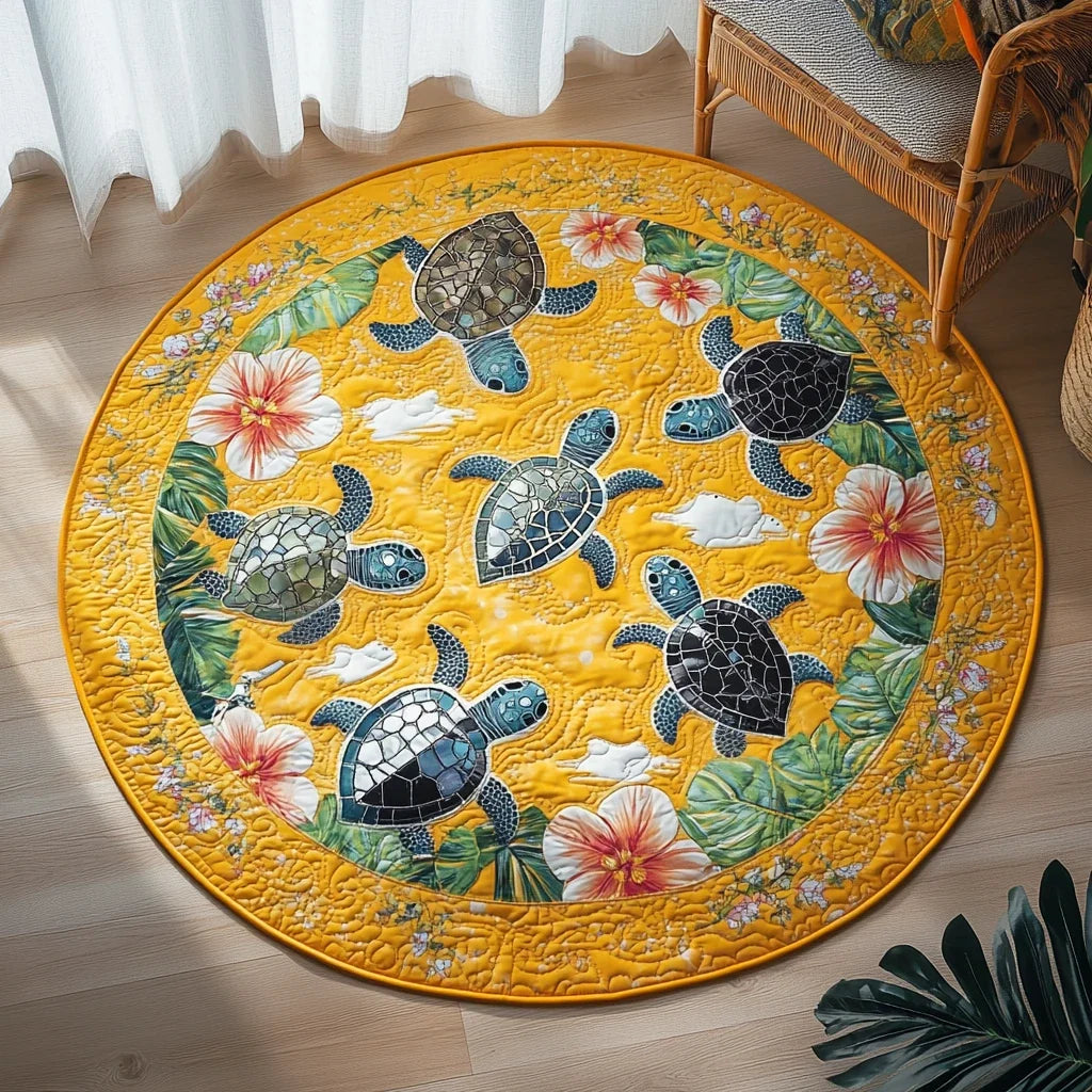 Hibiscus Hideaway Quilted Round Mat