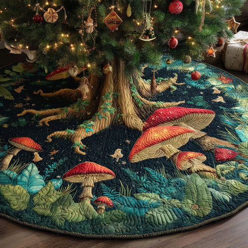 Hidden Woodland Retreat Christmas Quilted Tree Skirt