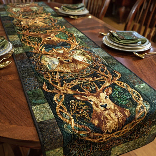 Highland Deer Knot Quilted Table Runner