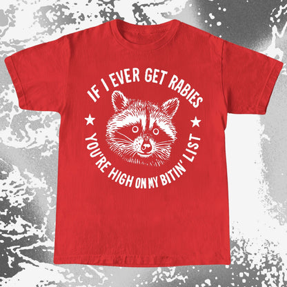 Raccoon If I Ever Get Rabies You're High On My Bitin List Shirt, funny meme tee gift (view 7)