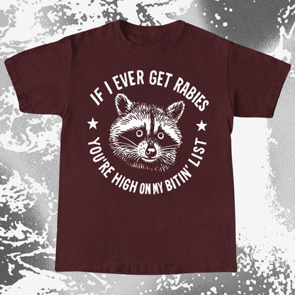 Raccoon If I Ever Get Rabies You're High On My Bitin List Shirt, funny meme tee gift (view 8)