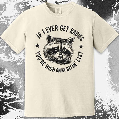 Raccoon If I Ever Get Rabies You're High On My Bitin List Shirt, funny meme tee gift (view 13)