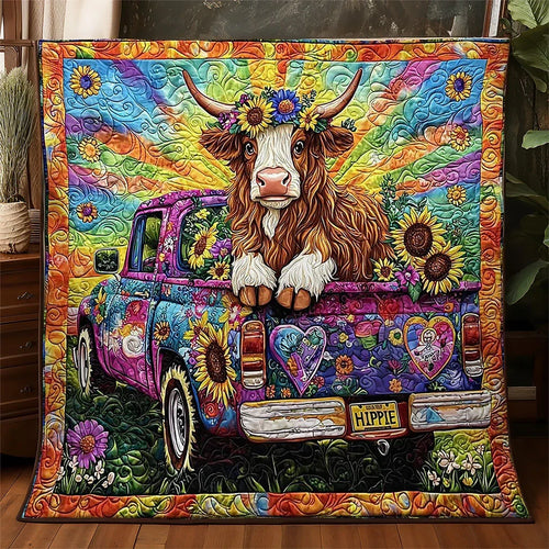 Hippie Cow Quilt Blanket