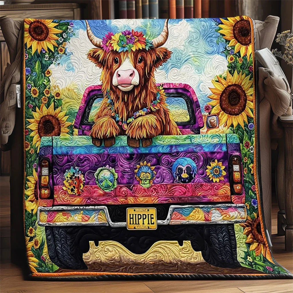 Hippie Cow Quilt Blanket