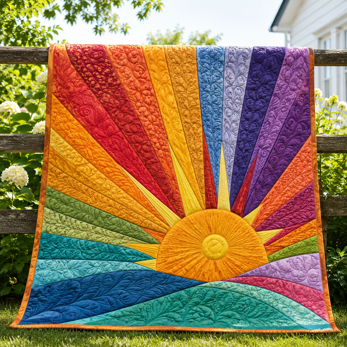 Hippie Sun Quilt Blanket - Quilted Blanket by Wild and Way