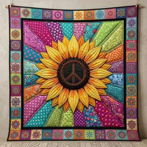 Hippie Sunflower Quilt Blanket