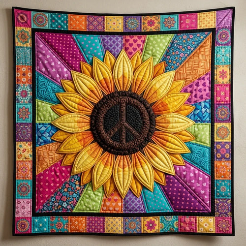 Hippie Sunflowers Quilt Blanket