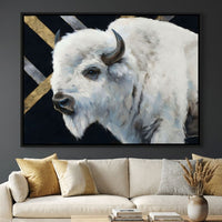 Gilded Plains White Bison Canvas Wall Art