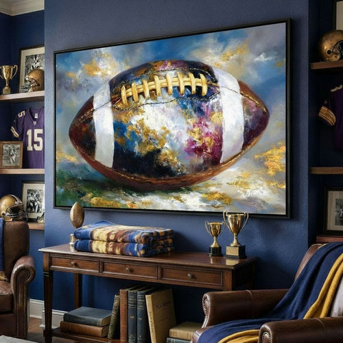 Golden Gridiron Glory Ball Canvas Wall Art