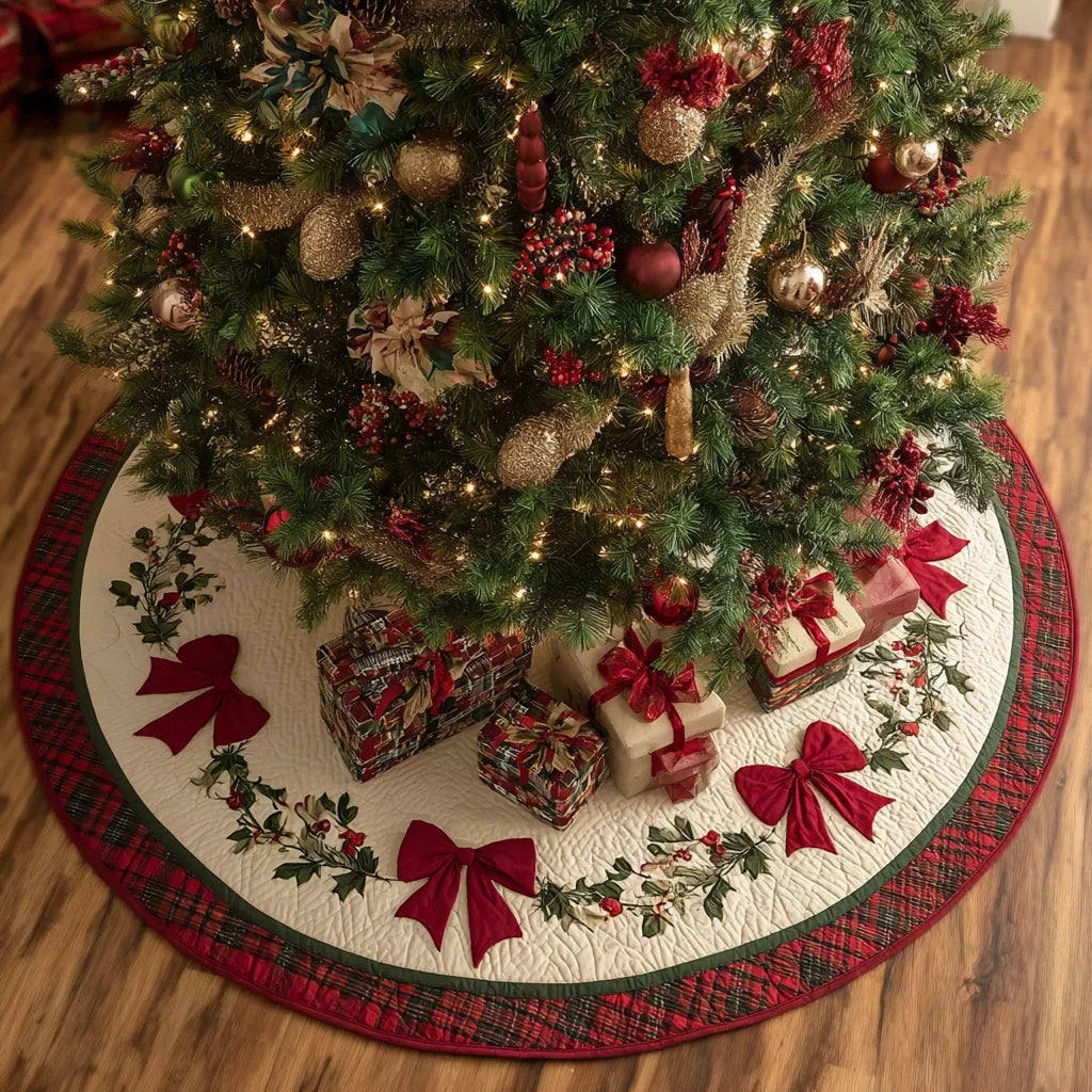 Holiday Base Christmas Quilted Tree Skirt