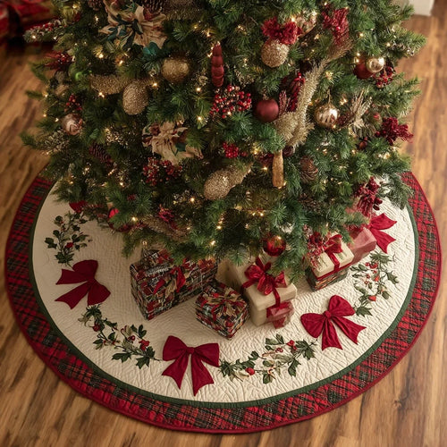 Holiday Base Christmas Quilted Tree Skirt