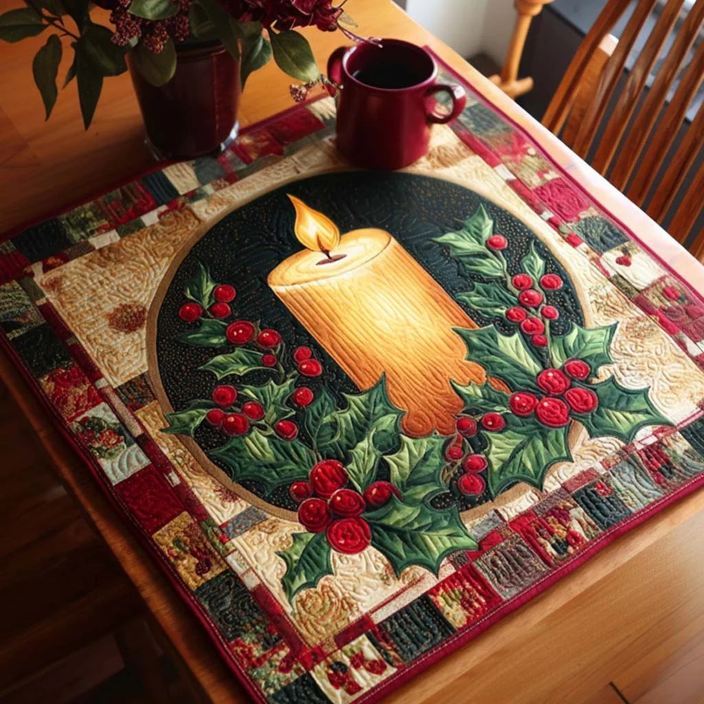 Holiday Candle Quilted Table Topper