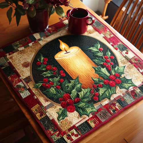 Holiday Candle Quilted Table Topper