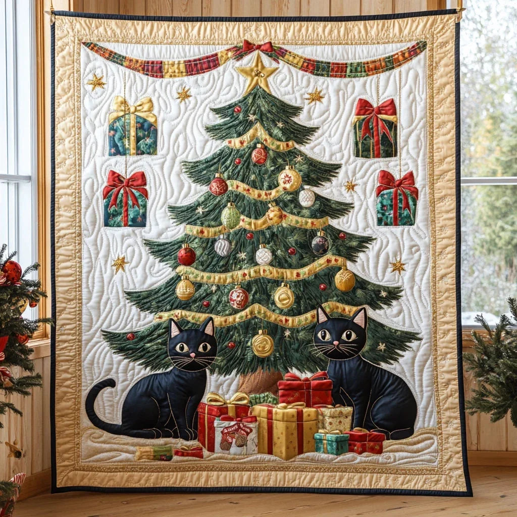 Holiday Cat Quilt Blanket