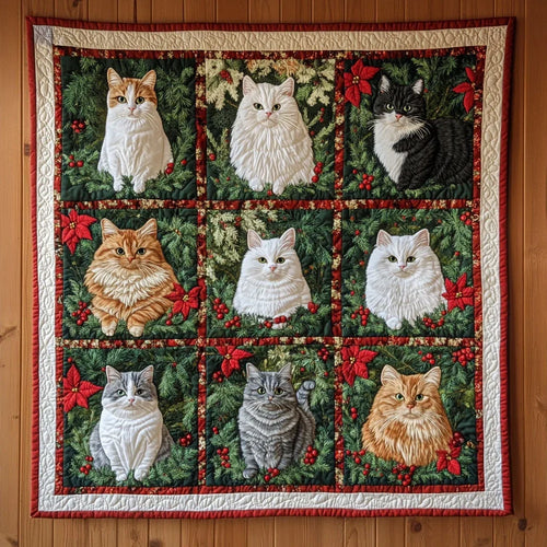 Holiday Cat Quilt Blanket