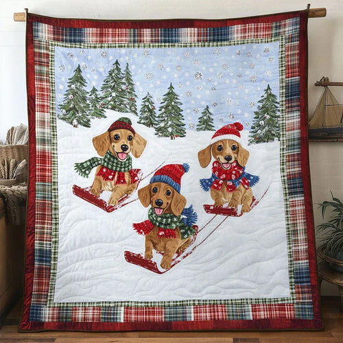 Holiday Cheer Dachshund Quilt Blanket