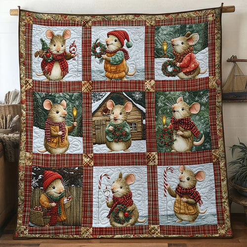 Holiday Choir Mouse Quilt Blanket